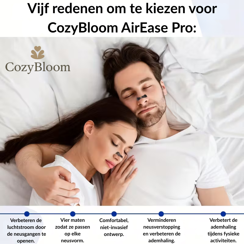 CozyBloom® AirEase Pro™ – Voor Vrijer Ademhalen, Minder Snurken & Ononderbroken Nachtrust